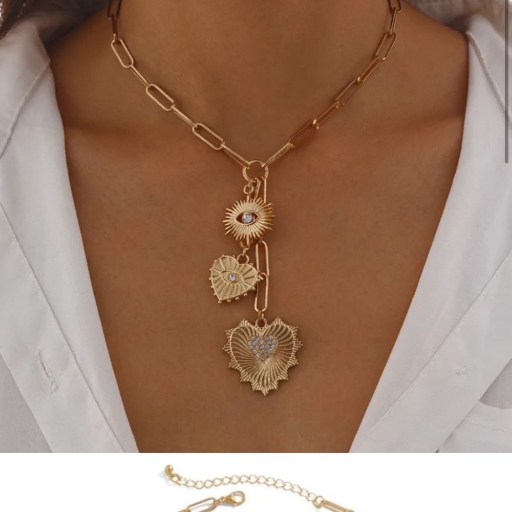 Anthropologie Gold Layered Heart Necklace